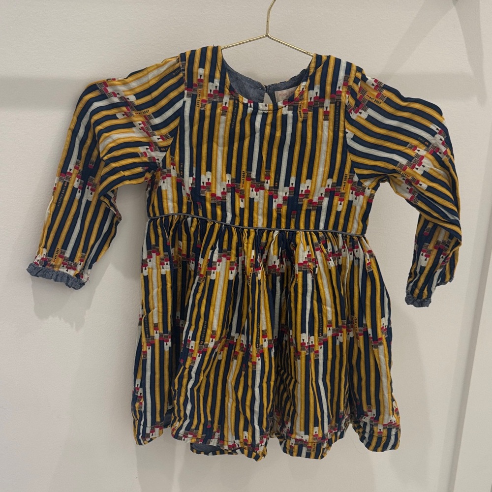 Striped Long Sleeve Dress Pink Chicken Back to School